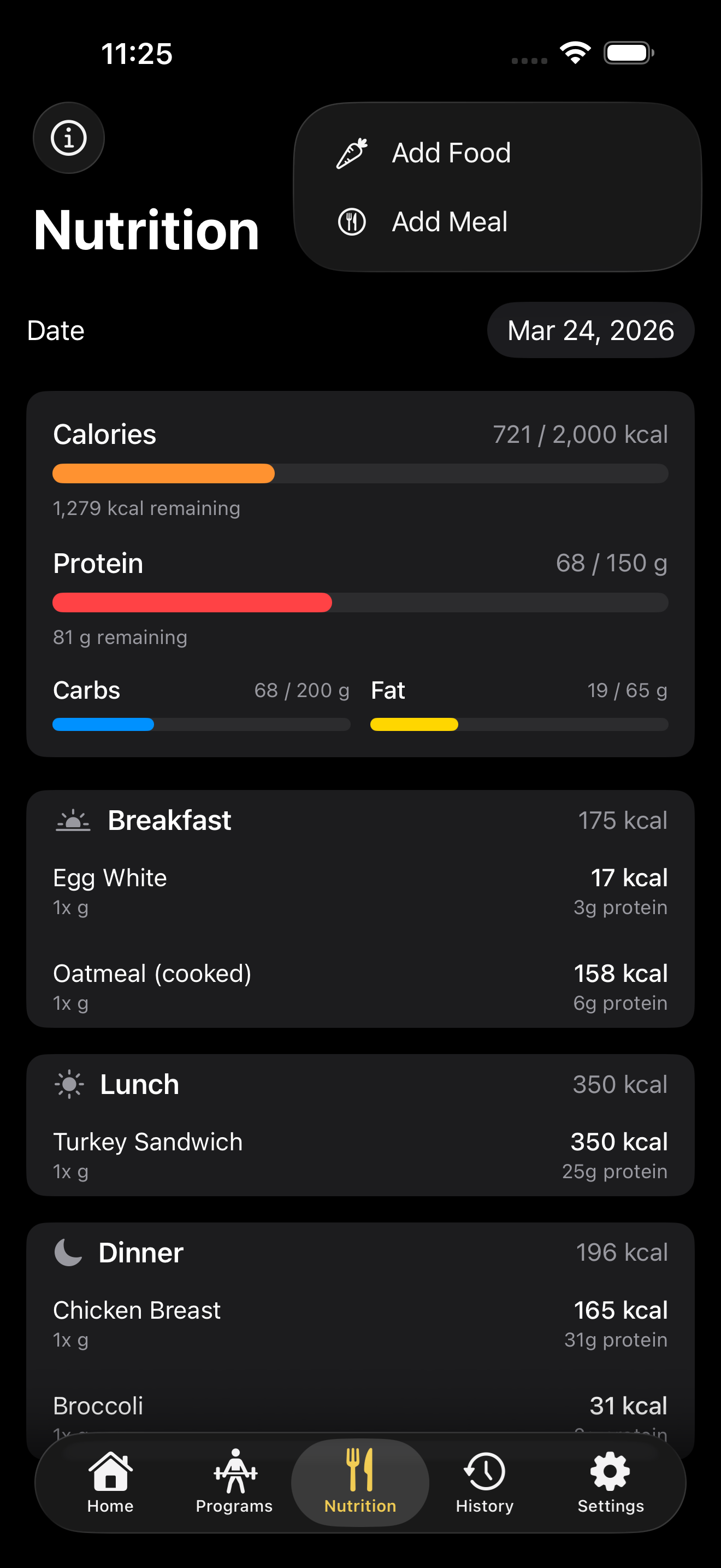 Nutrition tracking