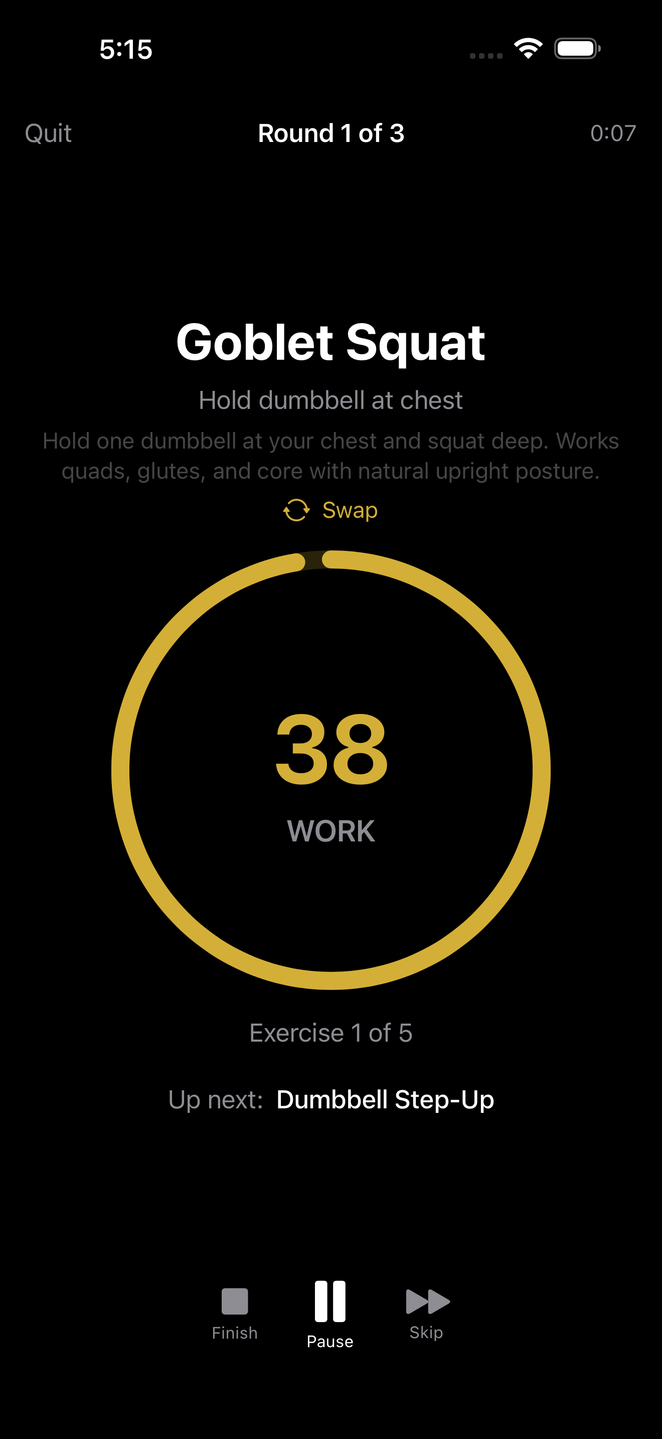 Guided workout player